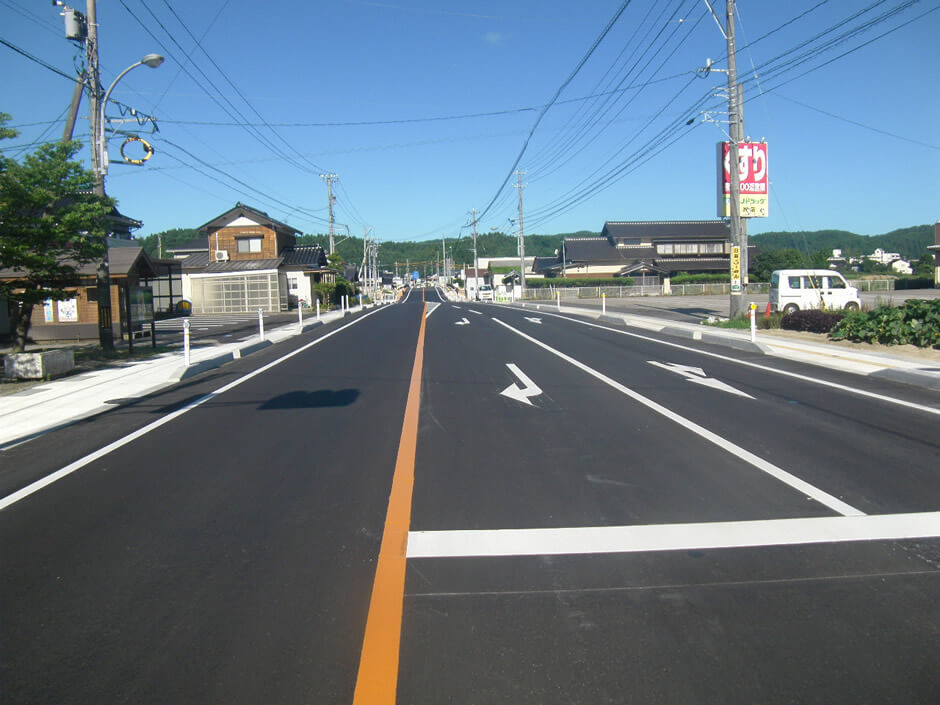 完成写真｜主要地方道大谷狼煙飯田線　地方道改築6類工事（飯田工区　舗装3工区）